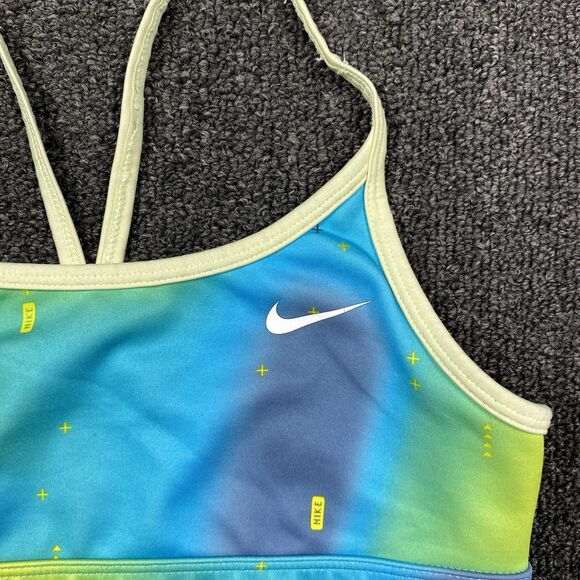 Nike Dri Fit Indy Seamless Sports Bra Girls Light Green Multicolor Size Medium - Picture 2 of 4